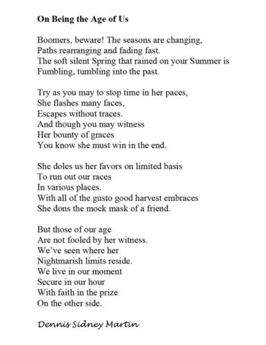 On Being the Age of Us — Dennis Martin